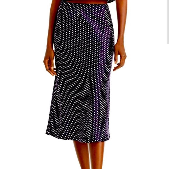 NWT Aqua Navy and White Polka Dot Midi Skirt - Picture 2 of 7